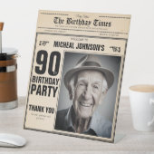 ヴィンテージ新聞カスタム90th誕生日へようこそ 台座サイン (インサイチュ)