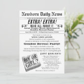 ヴィンテージ新聞ジェンダーリビールパーティの招待状 招待状 (スタンド正面)