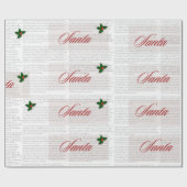 ヴィンテージ新聞スタイルサンタクリスマスイベント ラッピングペーパー (フラット)