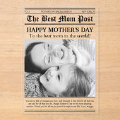 ヴィンテージ新聞スタイルマザーズデイカード アクリル招待状 (正面)