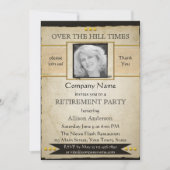 ヴィンテージ新聞スタイル写真退職招待状 招待状 (正面)