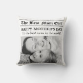 ヴィンテージ新聞スタイル母の日 クッション (正面)