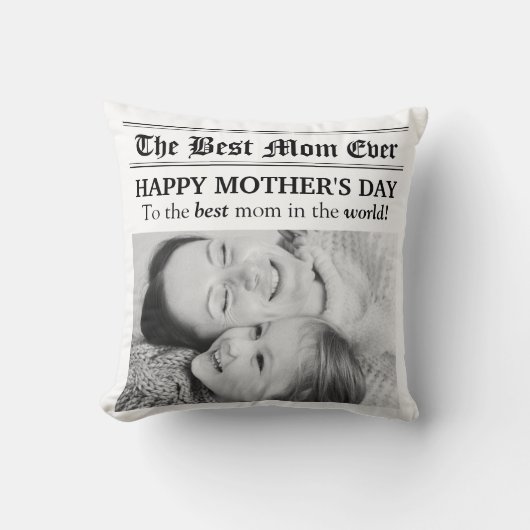 ヴィンテージ新聞スタイル母の日 クッション (正面)