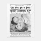 ヴィンテージ新聞スタイル母の日 フリースブランケット (正面)