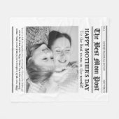 ヴィンテージ新聞スタイル母の日 フリースブランケット (正面(横))