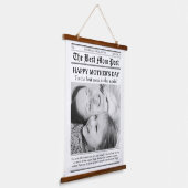 ヴィンテージ新聞スタイル母の日 吊り下げ型タペストリー (傾斜あり)