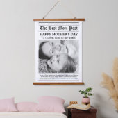 ヴィンテージ新聞スタイル母の日 吊り下げ型タペストリー (寝室)