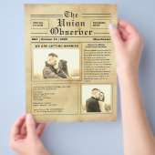 ヴィンテージ新聞スタイル結婚式招待状 チラシ (手)