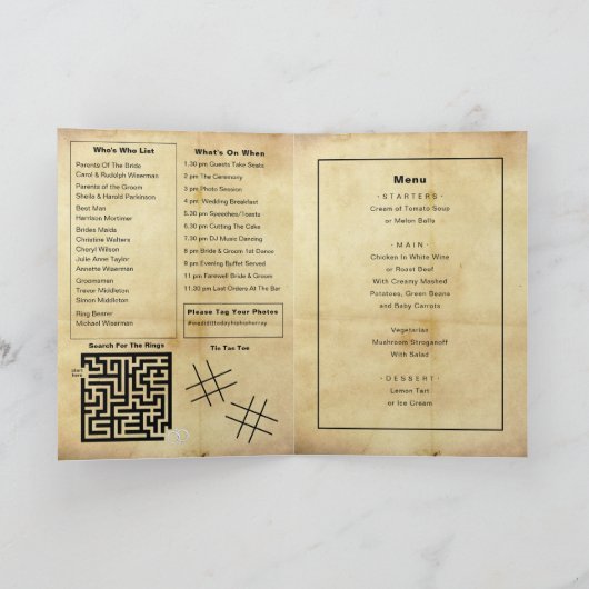 ヴィンテージ新聞スタイル結婚式 プログラム (内部)