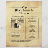 ヴィンテージ新聞スタイル結婚式 プログラム (正面)