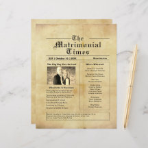 ヴィンテージ新聞スタイル結婚式 プログラム