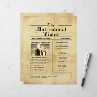 ヴィンテージ新聞スタイル結婚式 プログラム