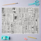 ヴィンテージ新聞ニュースブラック&ホワイトのデカップジング 薄葉紙 (クラフト)