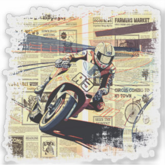 ヴィンテージ新聞バイクレース シール