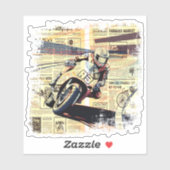 ヴィンテージ新聞バイクレース シール (シート)