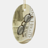 ヴィンテージ新聞パーソナライズなオーナメント セラミックオーナメント (右)