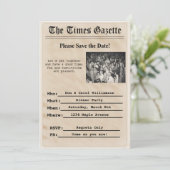 ヴィンテージ新聞パーティーの招待状 招待状 (スタンド正面)