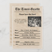 ヴィンテージ新聞パーティーの招待状 招待状 (正面/裏面)