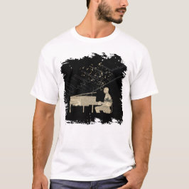ヴィンテージ新聞ピアノプレーヤー音楽ノート Tシャツ