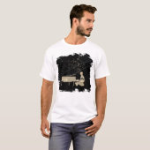 ヴィンテージ新聞ピアノプレーヤー音楽ノート Tシャツ (正面フル)