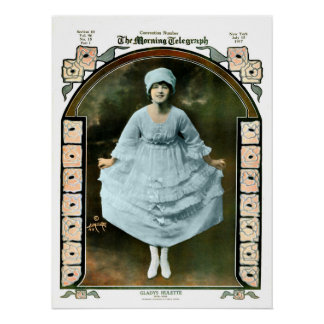 ヴィンテージ新聞フルページGladys Hulettの写真 ポスター