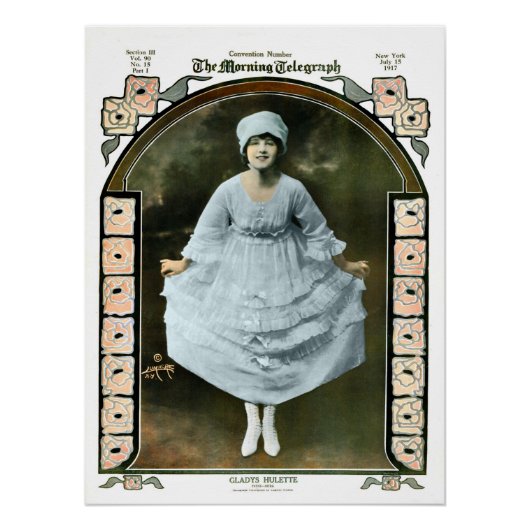 ヴィンテージ新聞フルページGladys Hulettの写真 ポスター (正面)