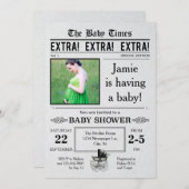 ヴィンテージ新聞ベビーシャワー招待状 招待状 (正面/裏面)