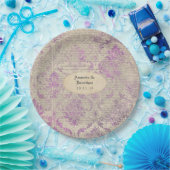 ヴィンテージ新聞ラベンダーダマスクウェディング ペーパープレート (パーティー)