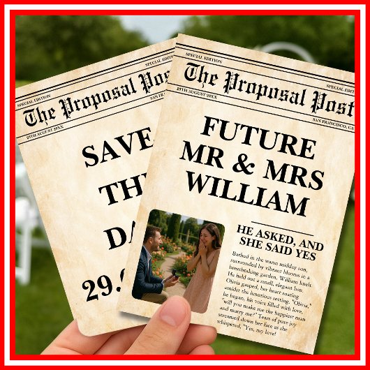 ヴィンテージ新聞レトロな農村風写真　保存の日 招待状