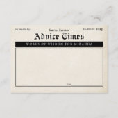 ヴィンテージ新聞レトロ卒業アドバイス&ウィッシュ エンクロージャーカード (裏面)