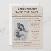 ヴィンテージ新聞写真おもしろい結婚式招待状 招待状 (正面)