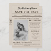 ヴィンテージ新聞写真おもしろい結婚式招待状 招待状 (正面/裏面)