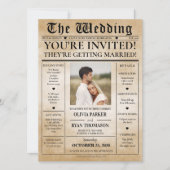 ヴィンテージ新聞写真の結婚式招待状 招待状 (正面)