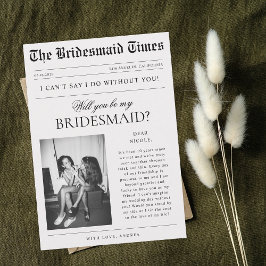 ヴィンテージ新聞写真ユニークなブライズメイドへの提案 招待状