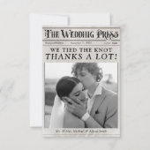 ヴィンテージ新聞写真ユニーク結婚の サンキューカード (正面)