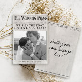 ヴィンテージ新聞写真ユニーク結婚の サンキューカード