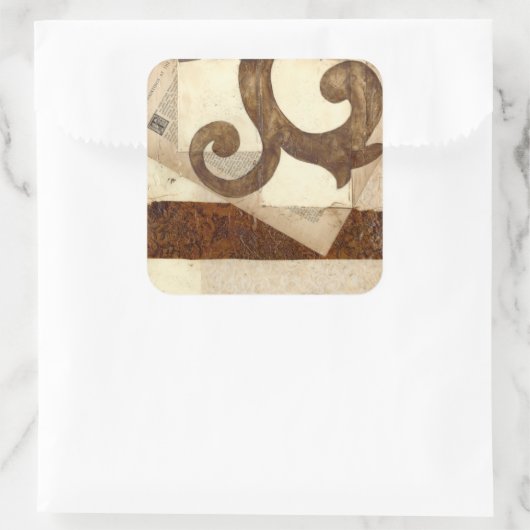 ヴィンテージ新聞切り抜き スクエアシール (バッグ)