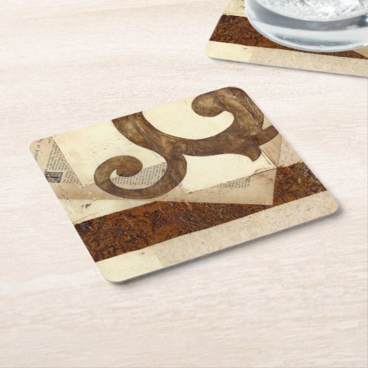 ヴィンテージ新聞切り抜き スクエアペーパーコースター (アングル)