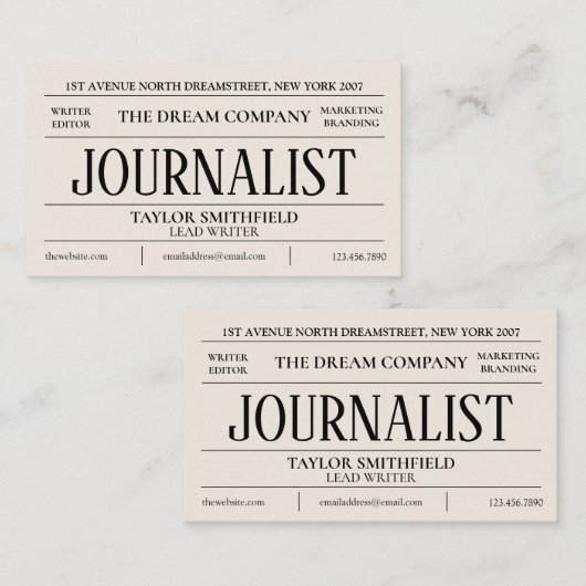 ヴィンテージ新聞名刺 名刺 (正面/裏面)