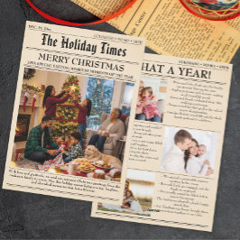 ヴィンテージ新聞家族のクリスマス年のレビュー シーズンカード