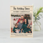 ヴィンテージ新聞家族クリスマスフォトコラージュ シーズンカード (スタンド正面)