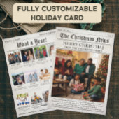 ヴィンテージ新聞家族クリスマスフォトコラージュ シーズンカード