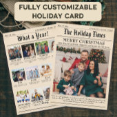 ヴィンテージ新聞家族クリスマスフォトコラージュ シーズンカード