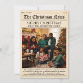 ヴィンテージ新聞家族クリスマスフォトコラージュ シーズンカード (正面)