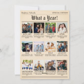 ヴィンテージ新聞家族クリスマスフォトコラージュ シーズンカード (裏面)