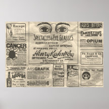 ヴィンテージ新聞広告ポスター60x40は小さくできる。