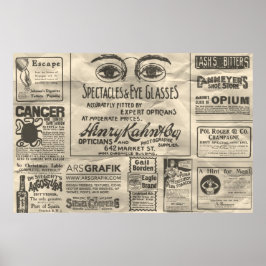 ヴィンテージ新聞広告ポスター60x40は小さくできる。 ポスター