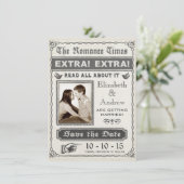 ヴィンテージ新聞日付保存招待状 セーブザデート (スタンド正面)