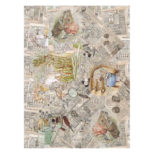 ヴィンテージ新聞構成 テーブルクロス (正面)