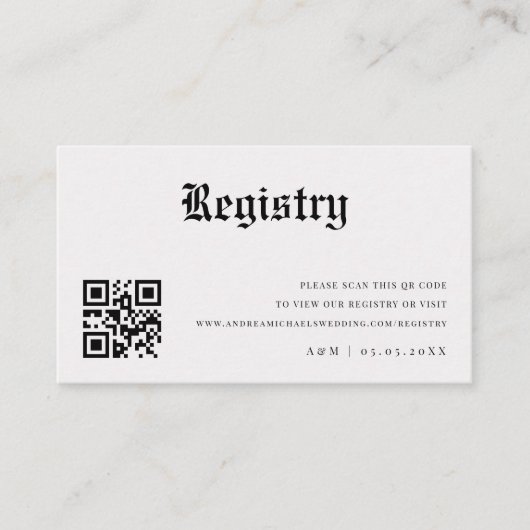 ヴィンテージ新聞紙Qrコード結婚のギフト原簿 エンクロージャーカード (正面)